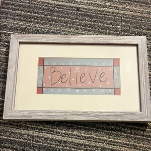 Charming 'Believe' Frame in Gray and Red
